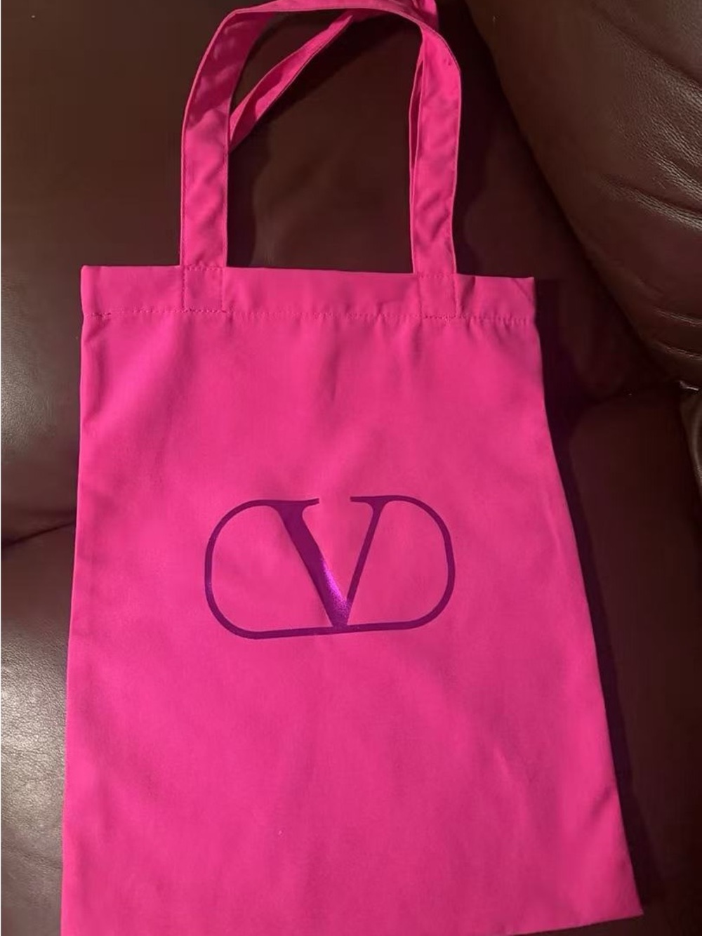 Valentino Hot Pink Tote with Purple Logo